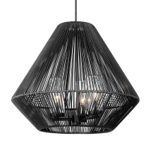Golden 6937-O3P NB-MBW - Golden Lighting Valentina 3-light Outdoor Pendant in Natural Black